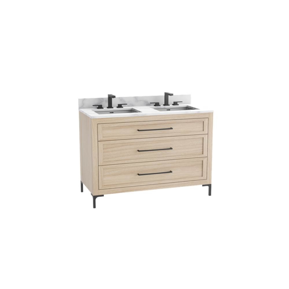 Vision SE 48D'' Free standing Vanity Cabinet in Natural Oak/HW: Handle & Feet Polish