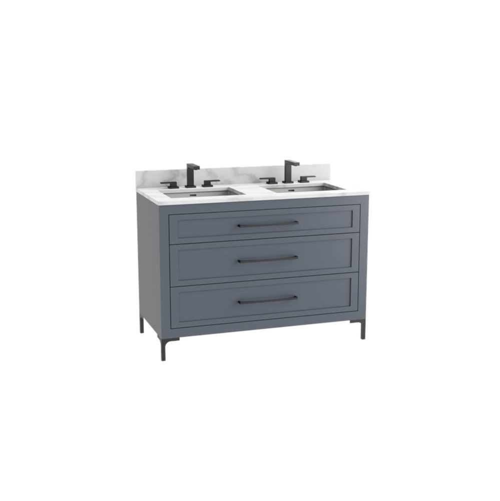Vision SE 48D'' Free standing Vanity Cabinet in Studio Grey/HW: Handles/Feet Polished Ch