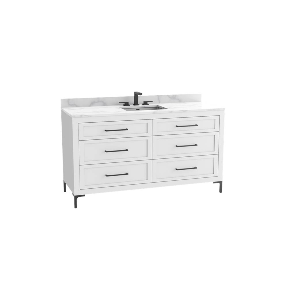 Vision SE 60C'' Free standing Vanity Cabinet in White/HW: Handles/Feet Polished Chrome(P
