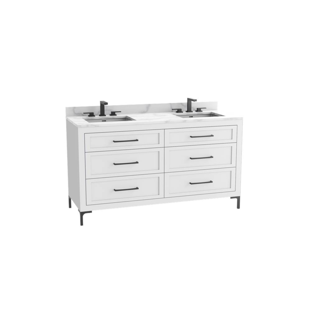 Vision SE 72D'' Free standing Vanity Cabinet in White/HW: Handles/Feet Polished Chrome(P