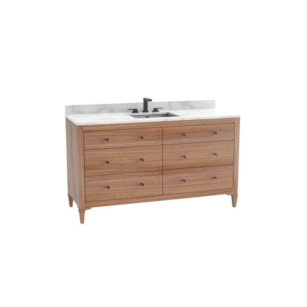 Legacy 60C'' Free standing Vanity Cabinet in Natural Walnut/HW: Polished Chrome(PC)
