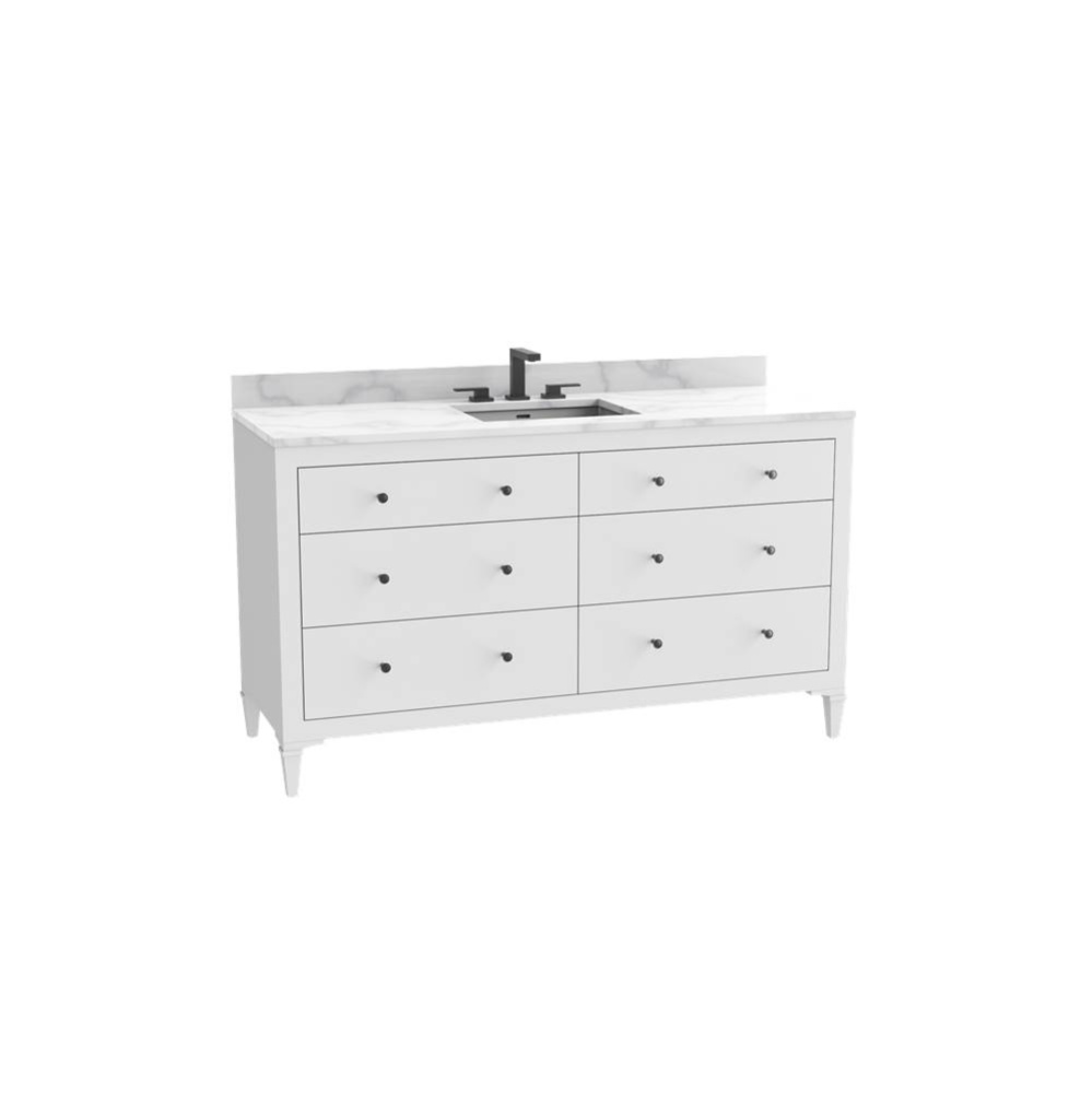 Legacy 60C'' Free standing Vanity Cabinet in White/HW: Polished Chrome(PC)