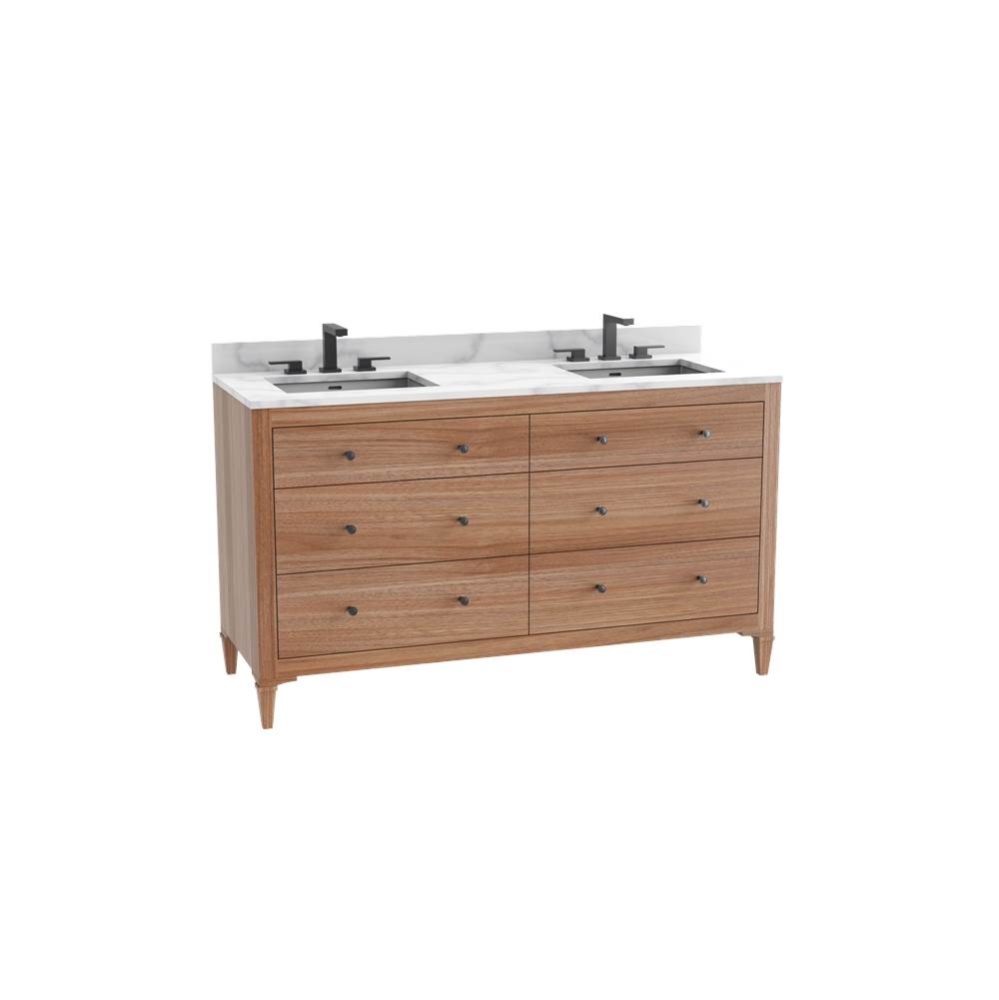 Legacy 72D'' Free standing Vanity Cabinet in Natural Walnut/HW: No Handles