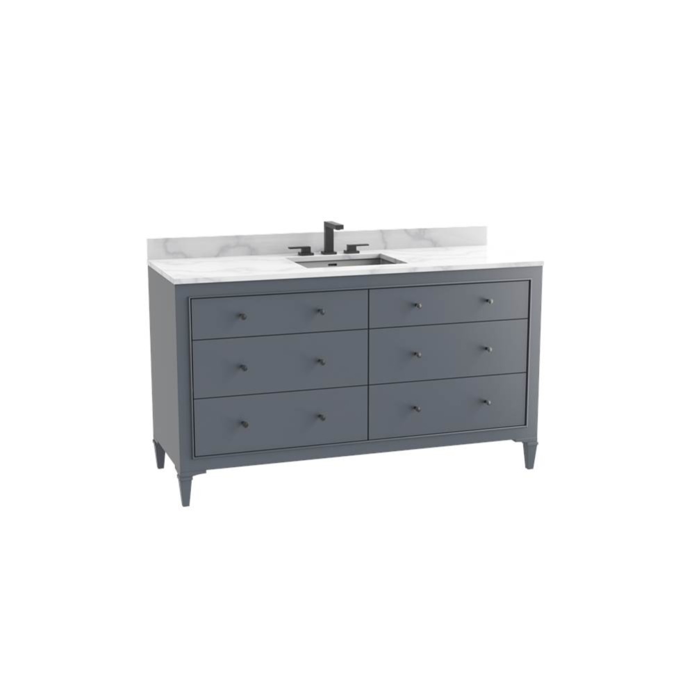 Classique 60C'' Free standing Vanity Cabinet in Studio Grey/HW: Polished Chrome(PC)