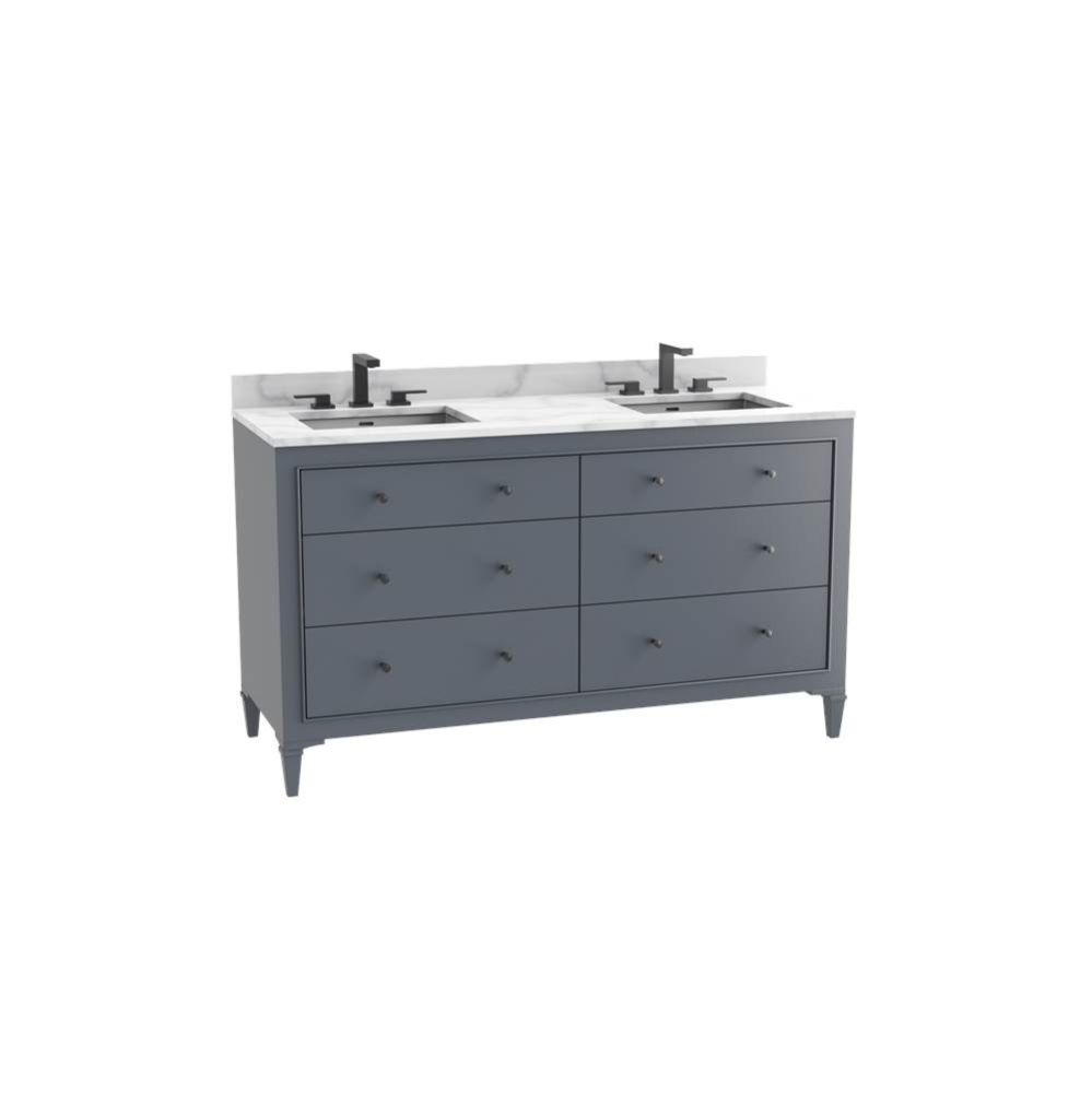 Classique 60D'' Free standing Vanity Cabinet in Studio Grey/HW: No Handles