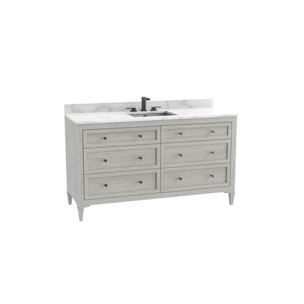 Heirloom 60C'' Free standing Vanity Cabinet in Coastal Grey/HW: Polished Chrome(PC)
