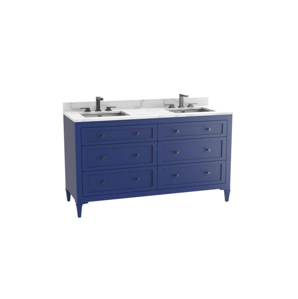Heirloom 60D'' Free standing Vanity Cabinet in Sapphire/HW: Polished Chrome(PC)