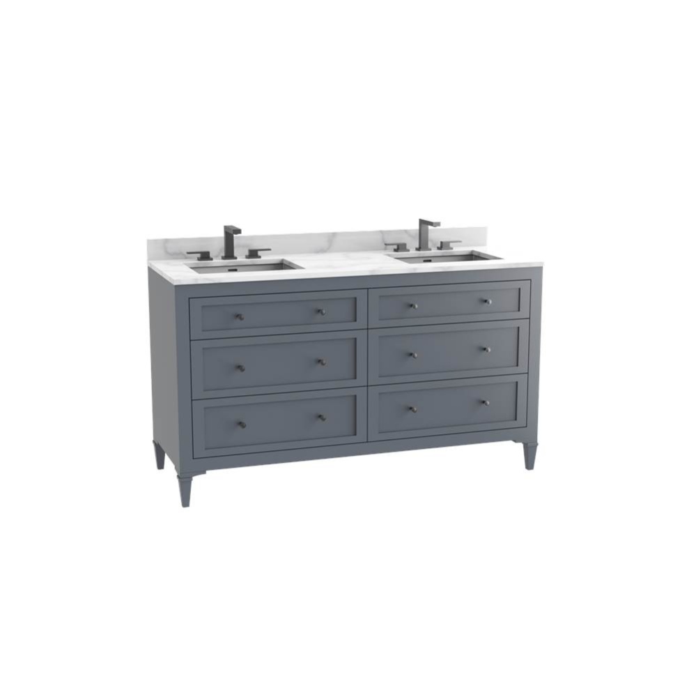 Heirloom 72D'' Free standing Vanity Cabinet in Studio Grey/HW: Polished Chrome(PC)