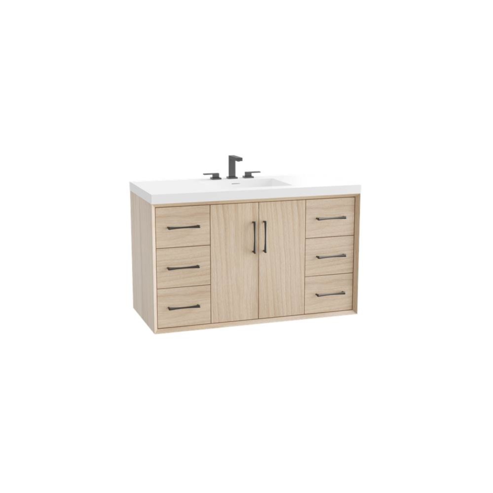 Echo 48C'' Wall Hung Vanity Cabinet in Natural Oak/HW: Polished Chrome(PC)