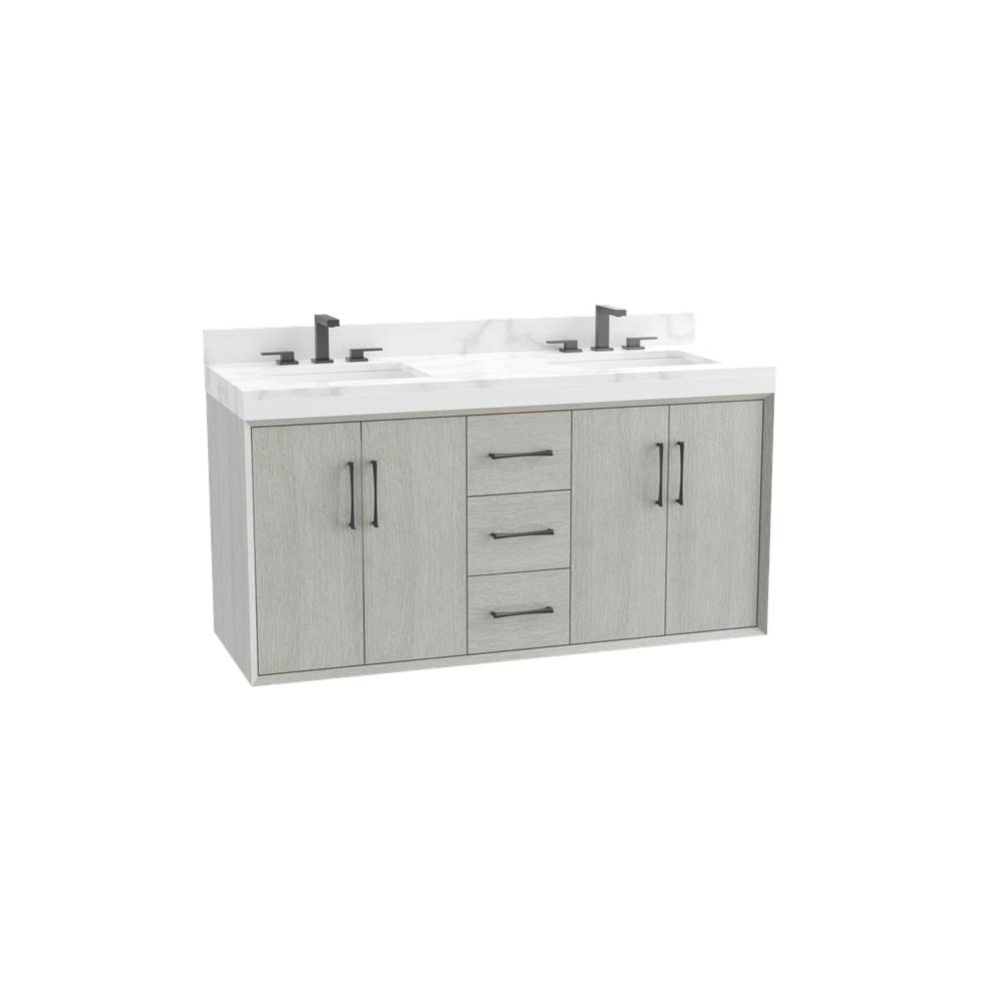 Echo 72D'' Wall Hung Vanity Cabinet in Coastal Grey/HW: Polished Chrome(PC)