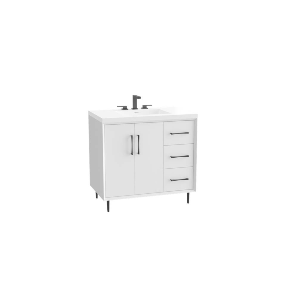 Homage 36'' Free Standing Vanity Cabinet in White/HW: Polished Chrome(PC)