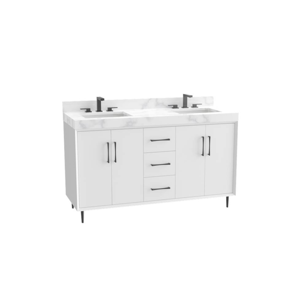 Homage 72D'' Free Standing Vanity Cabinet in White/HW: Polished Chrome(PC)