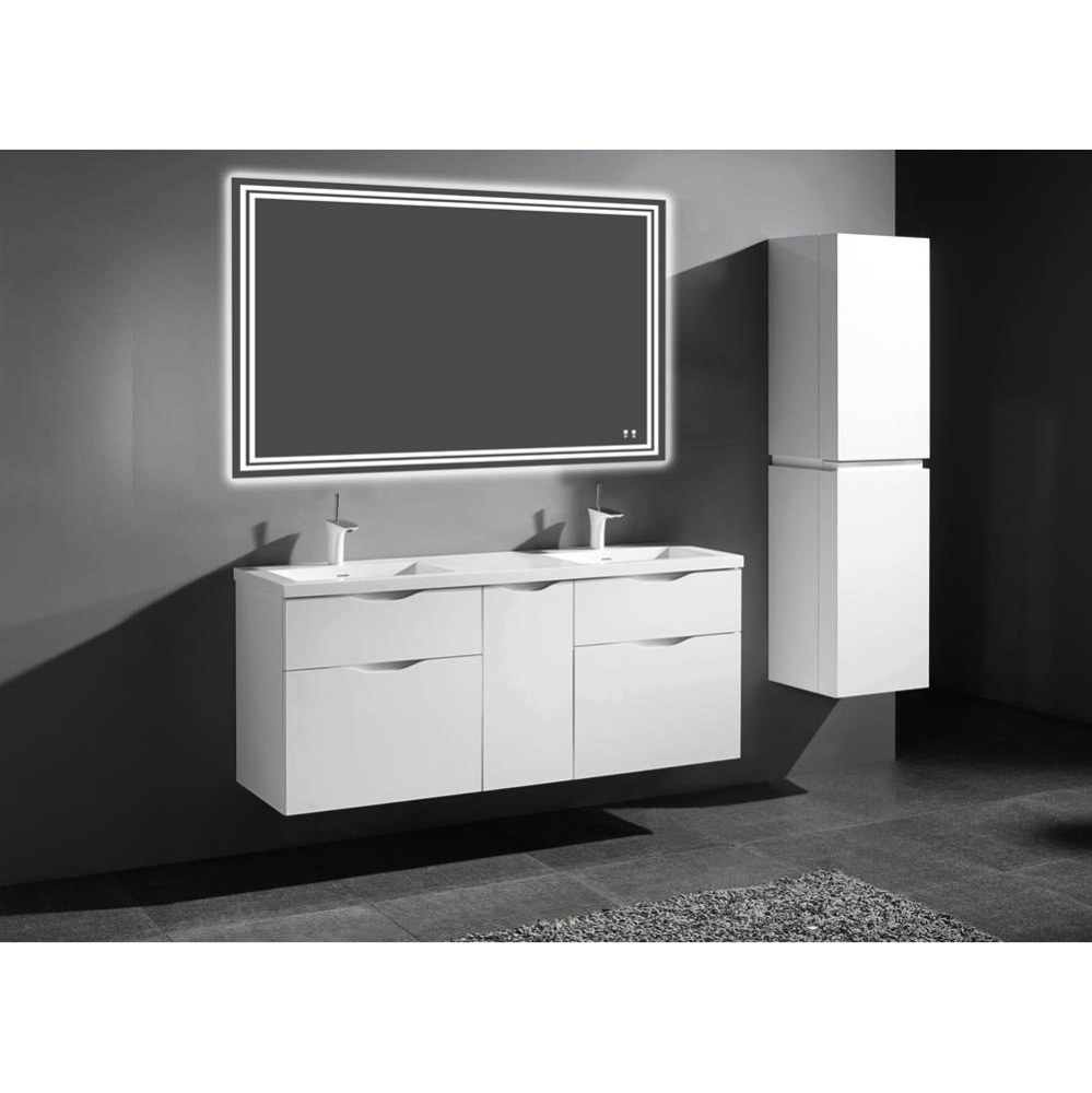 Bolano 60D'' Wall hung Vanity Cabinet White Finish