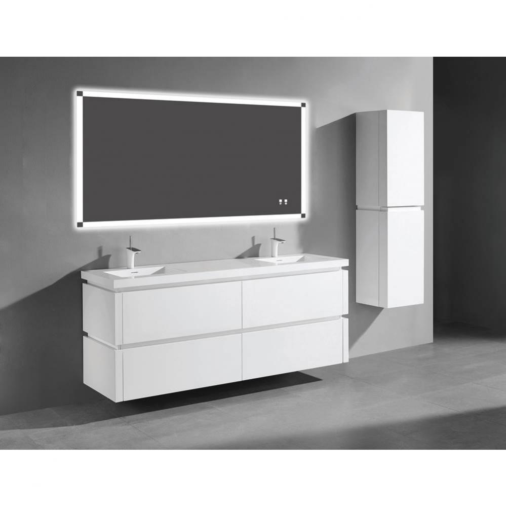 Cube 72D'' Wall hung  Vanity Cabinet in White