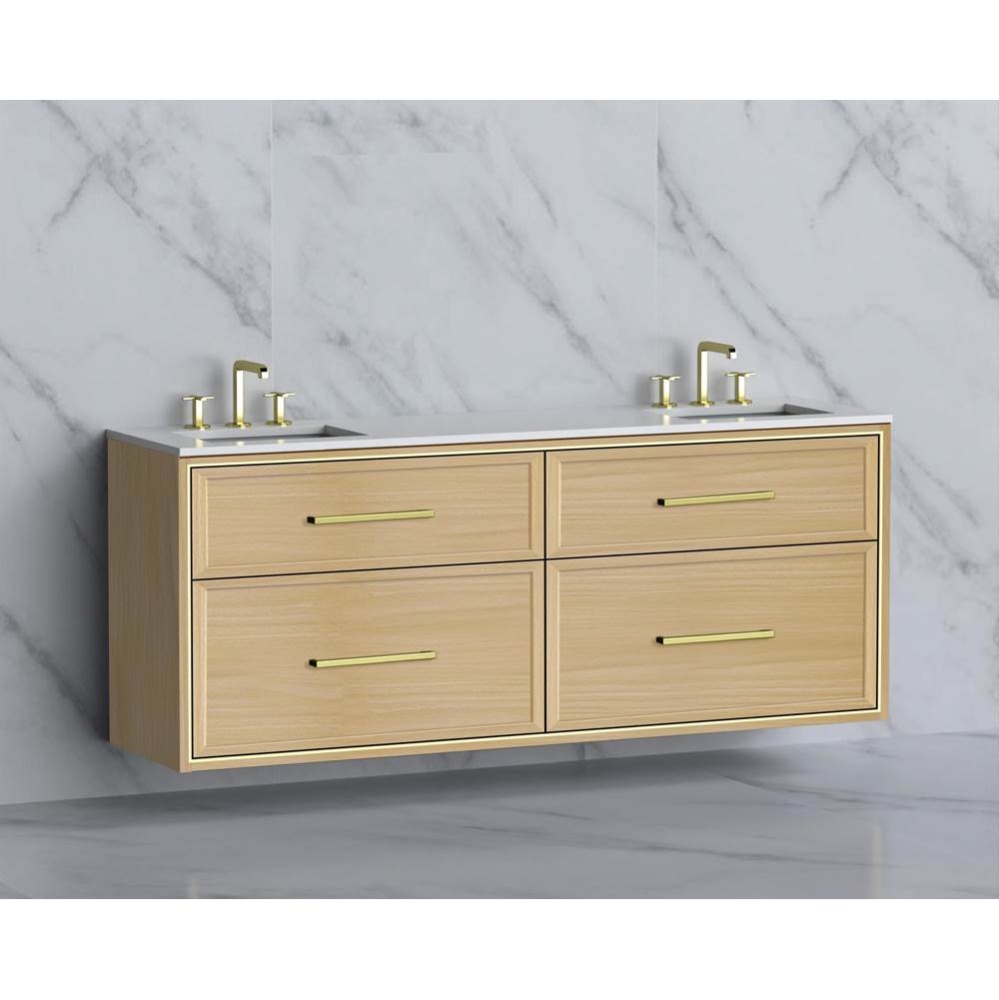 Edge 72'' Wall hung Vanity Cabinet in Natural Oak/HW: Handles Polished Chrome(PC)