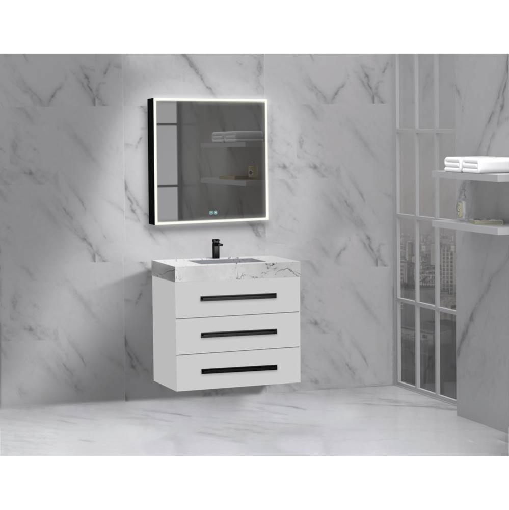 Epic 24'' Wall hung Vanity Cabinet White Finish/HW: Polished Chrome(PC)