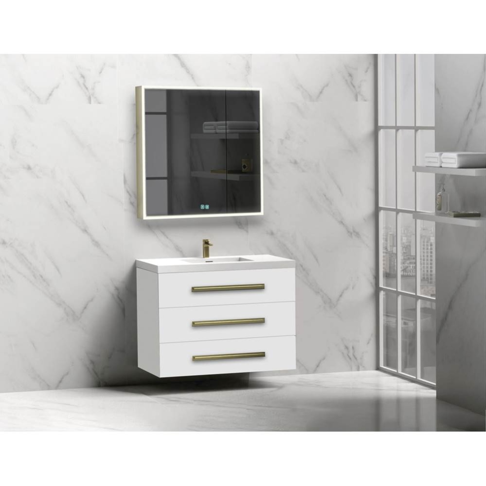Epic 36'' Wall hung  Vanity Cabinet White Finish/HW: No Handles