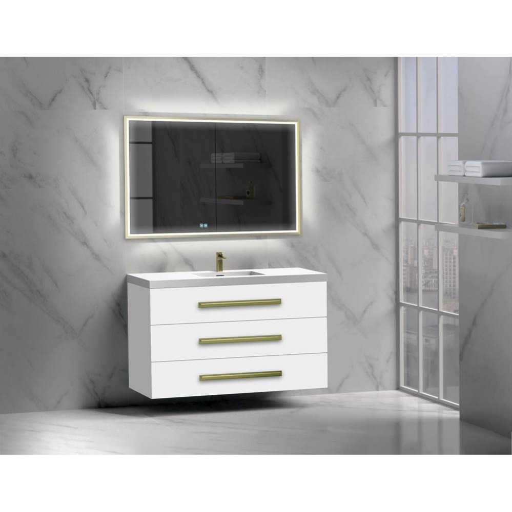 Epic 48C'' Wall hung Vanity Cabinet White Finish/HW: Polished Chrome(PC)