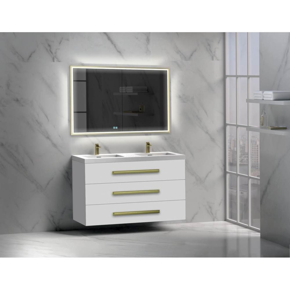 Epic 48D'' Wall hung  Vanity Cabinet White Finish/HW: No Handles