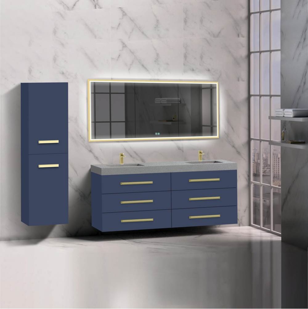 Epic 72D'' Wall hung Vanity Cabinet Sapphire Finish/HW: Polished Chrome(PC)