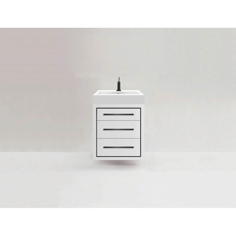 Villa 24'' Wall hung  Vanity Cabinet in White /HW: Polished Chrome(PC)