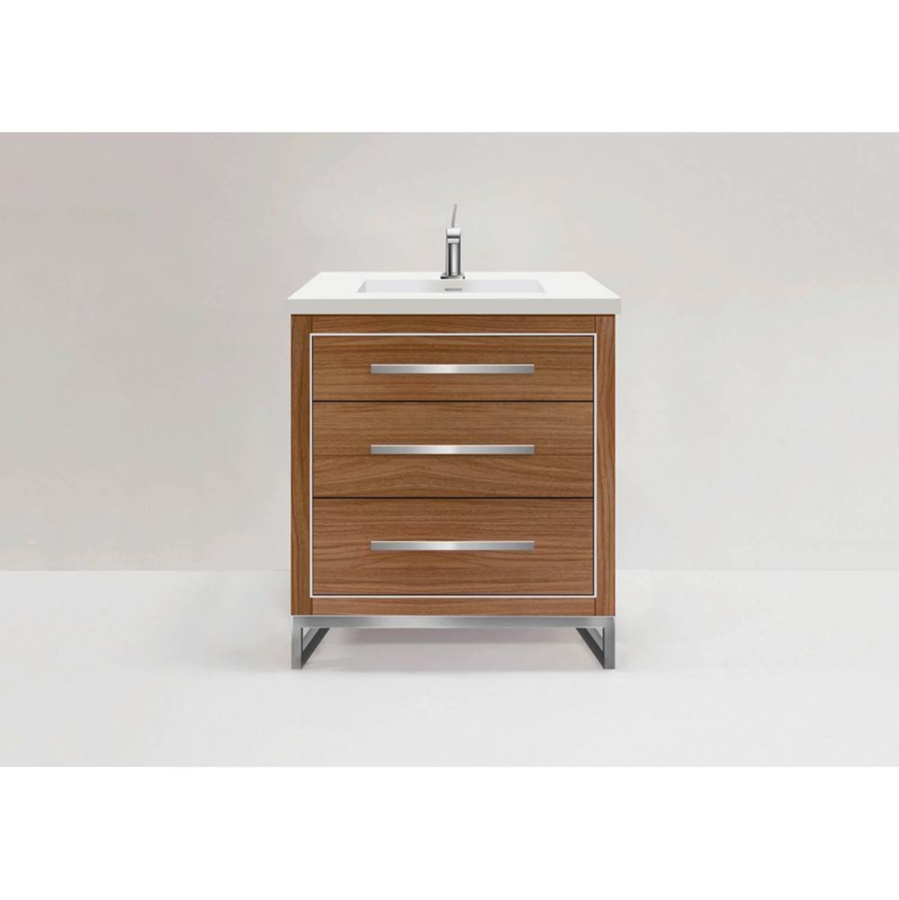 Estate 30'' Free Standing Vanity Cabinet in Natural Walnut/HW: No handles - Feet in  Pol
