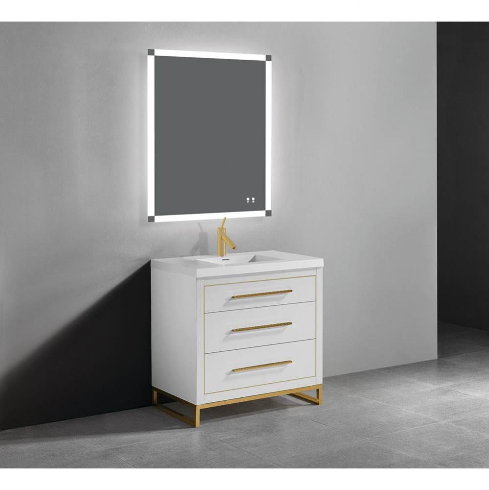 Estate 30'' Free Standing Vanity Cabinet in White/HW: Polished Chrome(PC)
