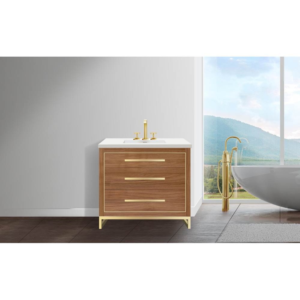 Estate 42'' Free Standing Vanity Cabinet in Natural Walnut/HW: No handles - Feet in  Pol