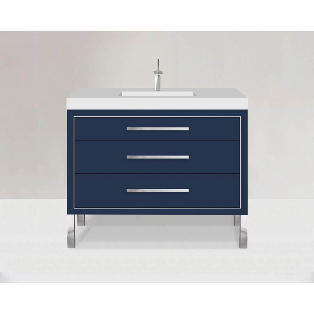 Estate 42'' Free Standing Vanity Cabinet in Sapphire/HW: No handles - Feet in  Polished