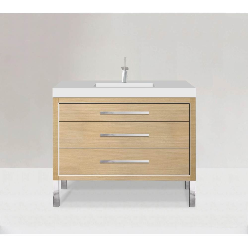 Estate 48C'' Free Standing Vanity Cabinet in Natural Oak/HW: No handles - Feet in  Polis