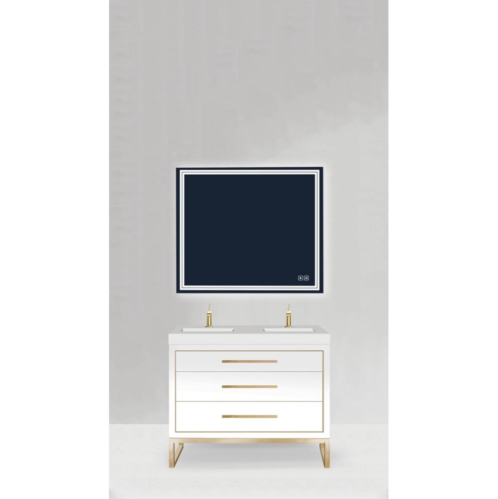Estate 48D'' Free Standing Vanity Cabinet in White/HW: Polished Chrome(PC)