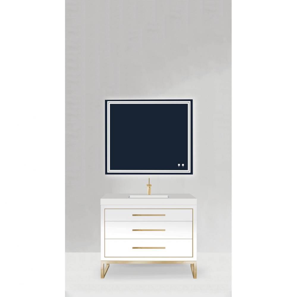 Estate 42'' Free Standing Vanity Cabinet in White/HW: Polished Chrome(PC)