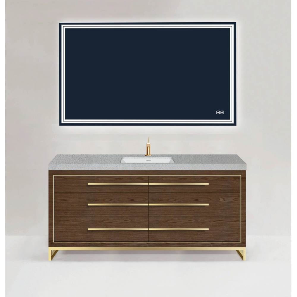 Estate 60C'' Free Standing Vanity Cabinet in Brandy/HW: Polished Chrome(PC)