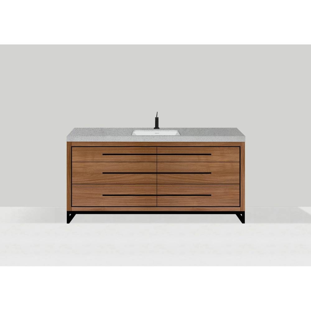 Estate 60C'' Free Standing Vanity Cabinet in Natural Walnut/HW: No handles - Feet in  Po