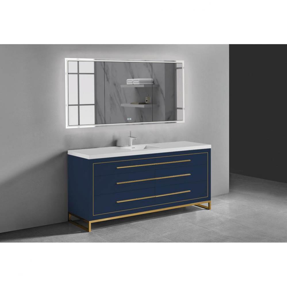 Estate 60C'' Free Standing Vanity Cabinet in Sapphire/HW: Polished Chrome(PC)