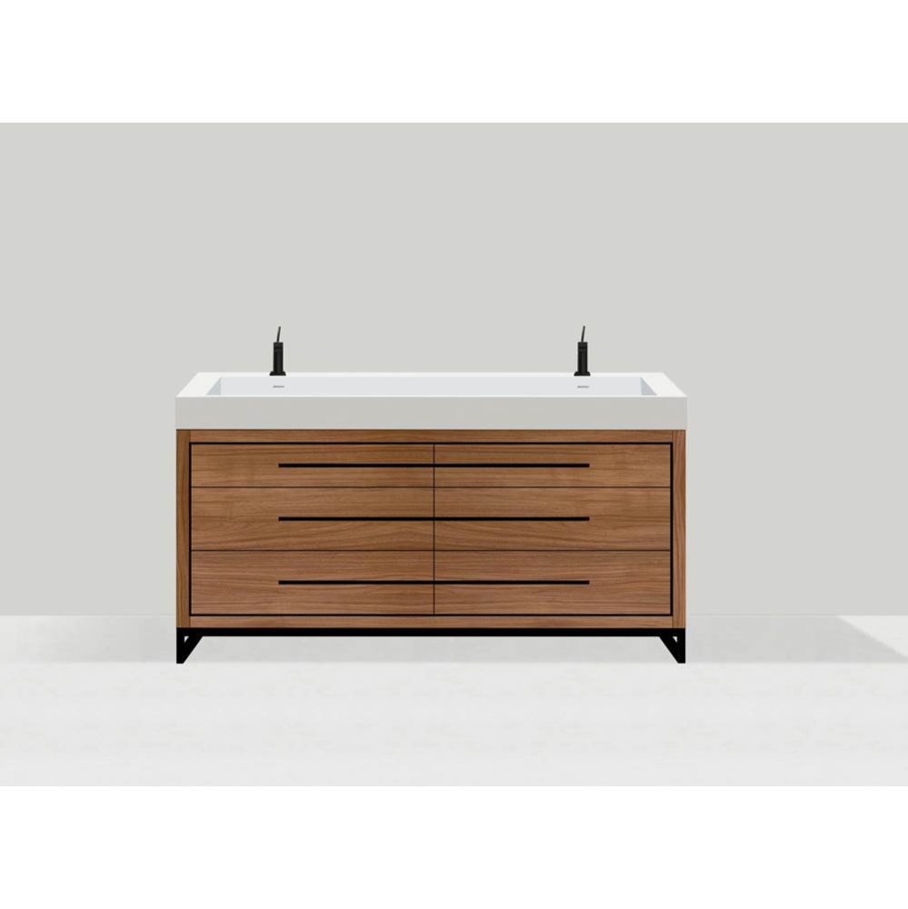 Estate 60D'' Free Standing Vanity Cabinet in Natural Walnut/HW: Polished Chrome(PC)