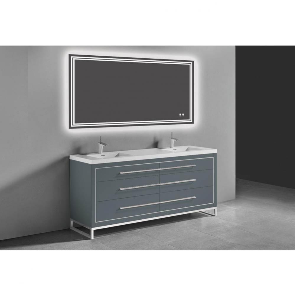 Estate 60D'' Free Standing Vanity Cabinet in Studio Grey/HW: No handles - Feet in  Polis