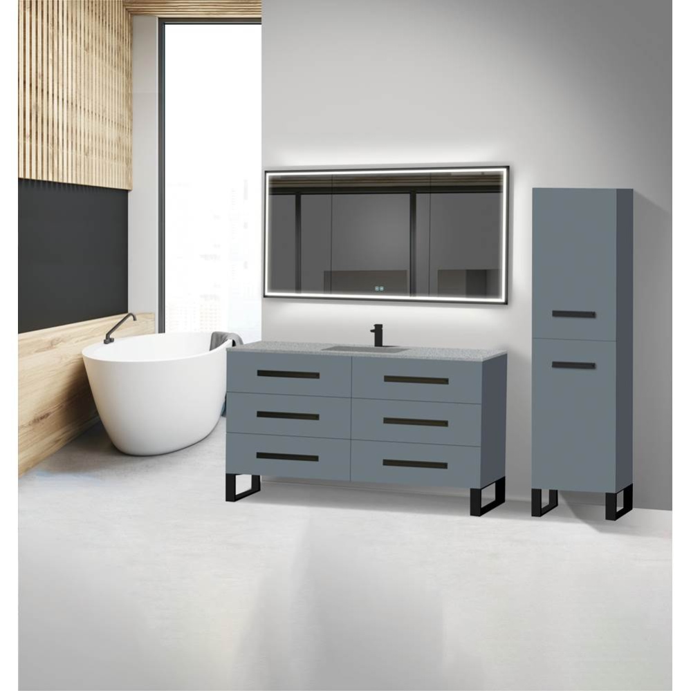 Icon 60C'' Free standing Vanity Cabinet in Studio Grey/HW: Polished Chrome(PC)