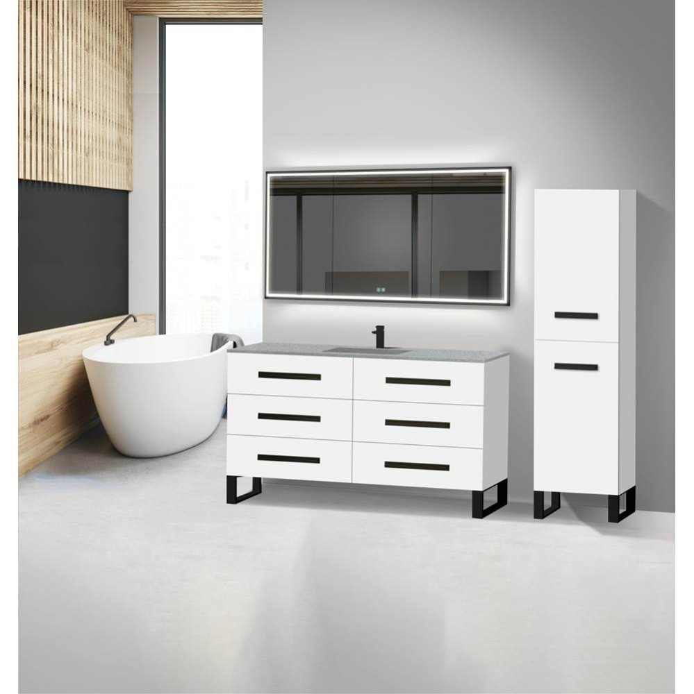 Icon 60C'' Free standing Vanity Cabinet in White/HW: Polished Chrome(PC)