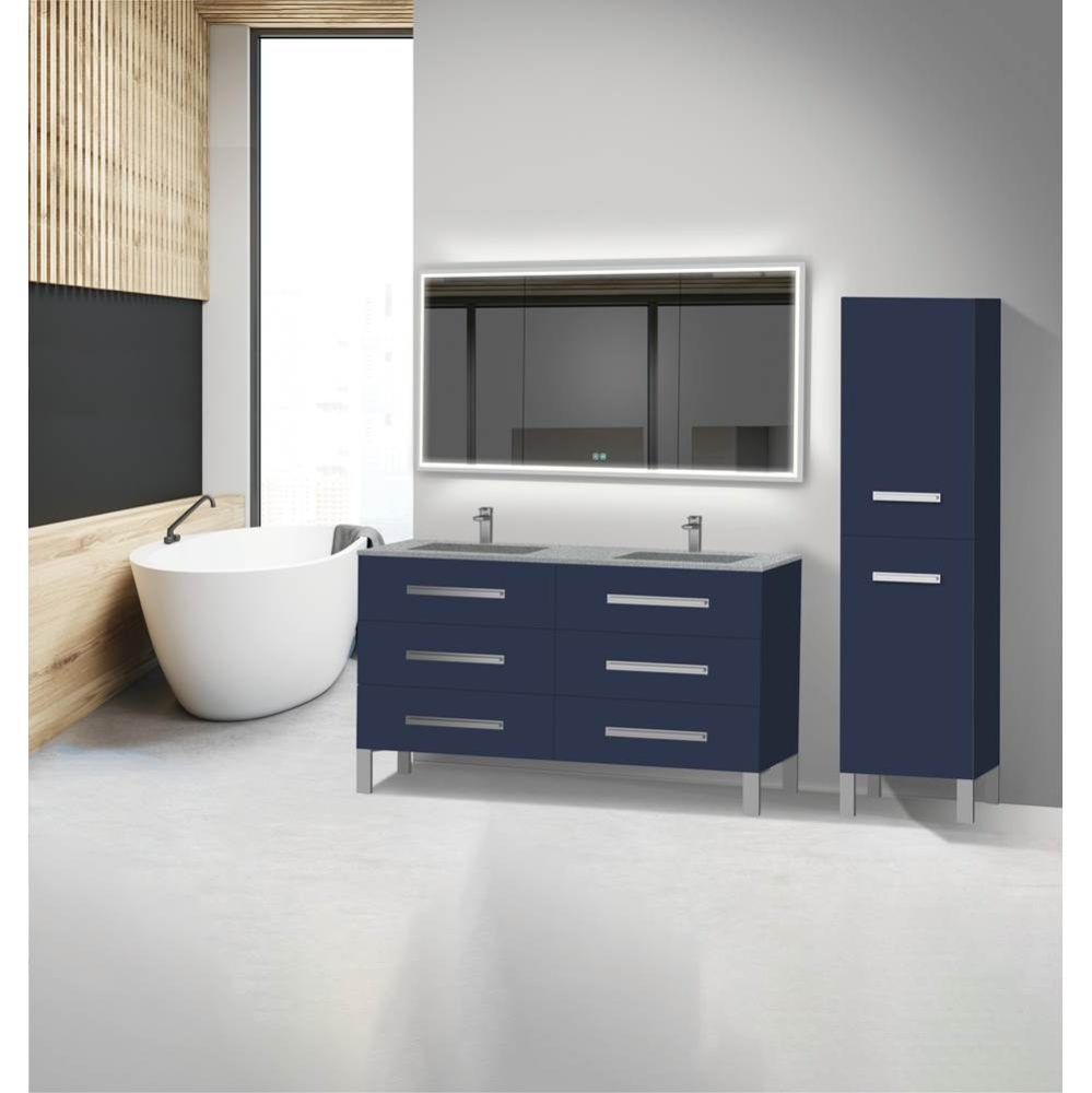 Icon 60D'' Free standing Vanity Cabinet in Sapphire/HW: Polished Chrome(PC)