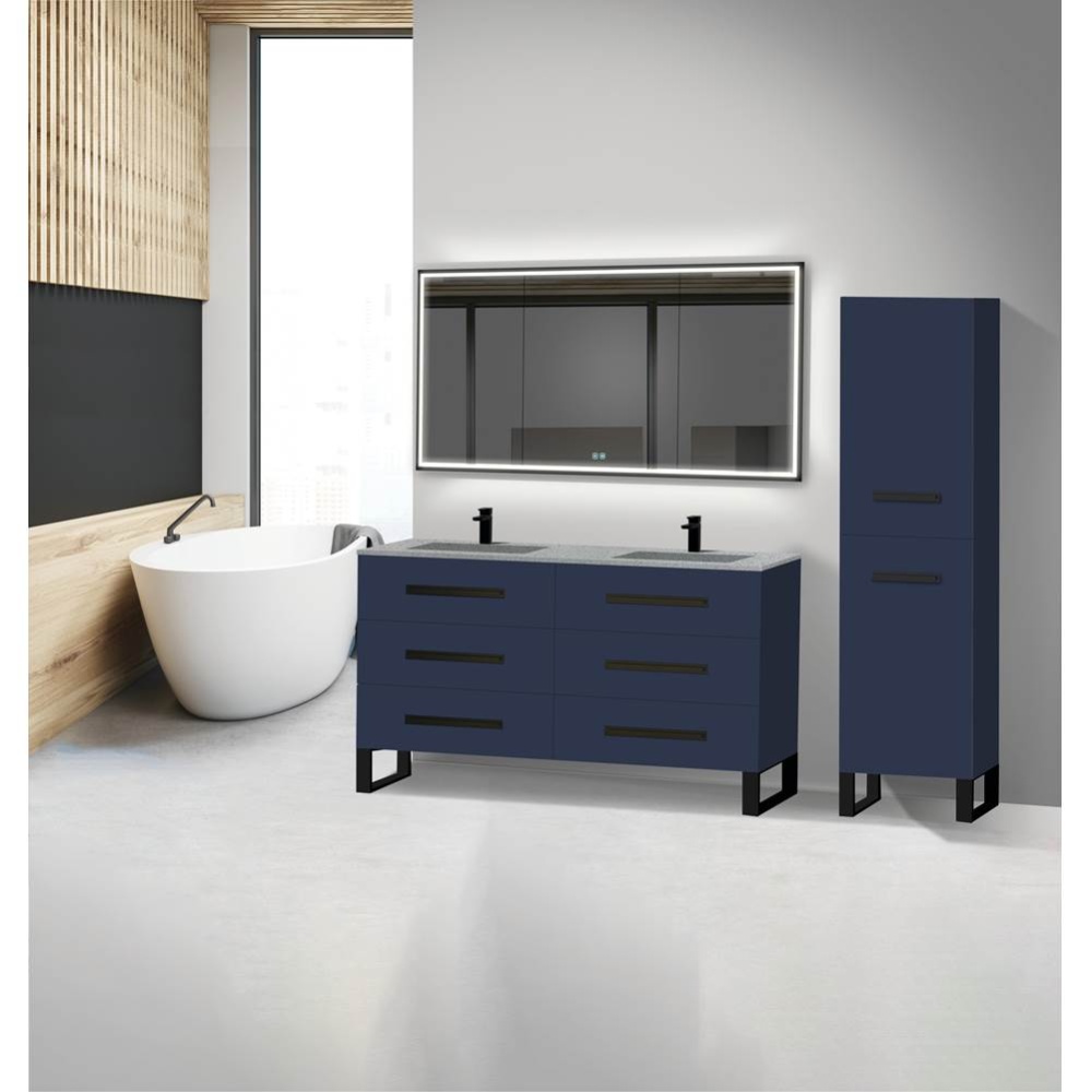 Icon 60D'' Free standing Vanity Cabinet in Sapphire/HW: Polished Chrome(PC)