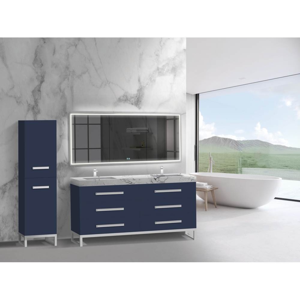 Icon 72D'' Free standing Vanity Cabinet in Sapphire/HW: Polished Chrome(PC)