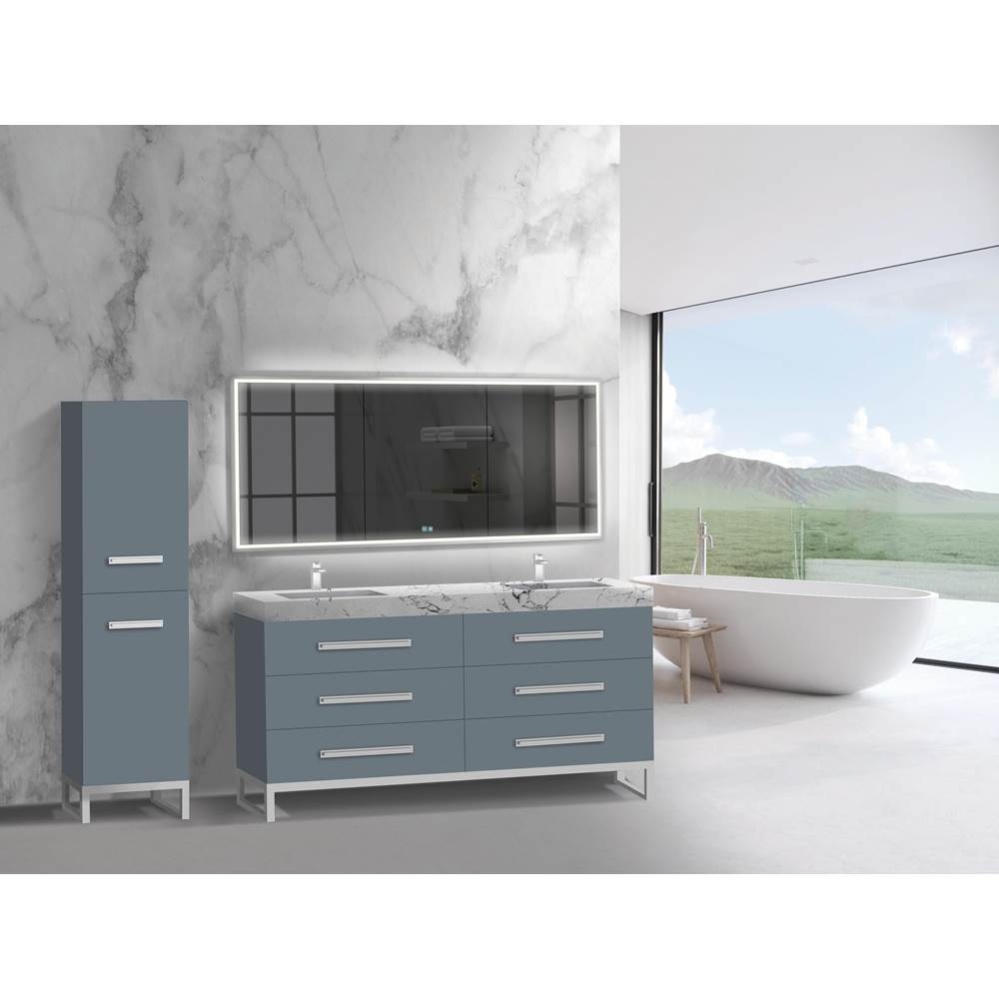 Icon 72D'' Free standing Vanity Cabinet in Studio Grey/HW: Polished Chrome(PC)