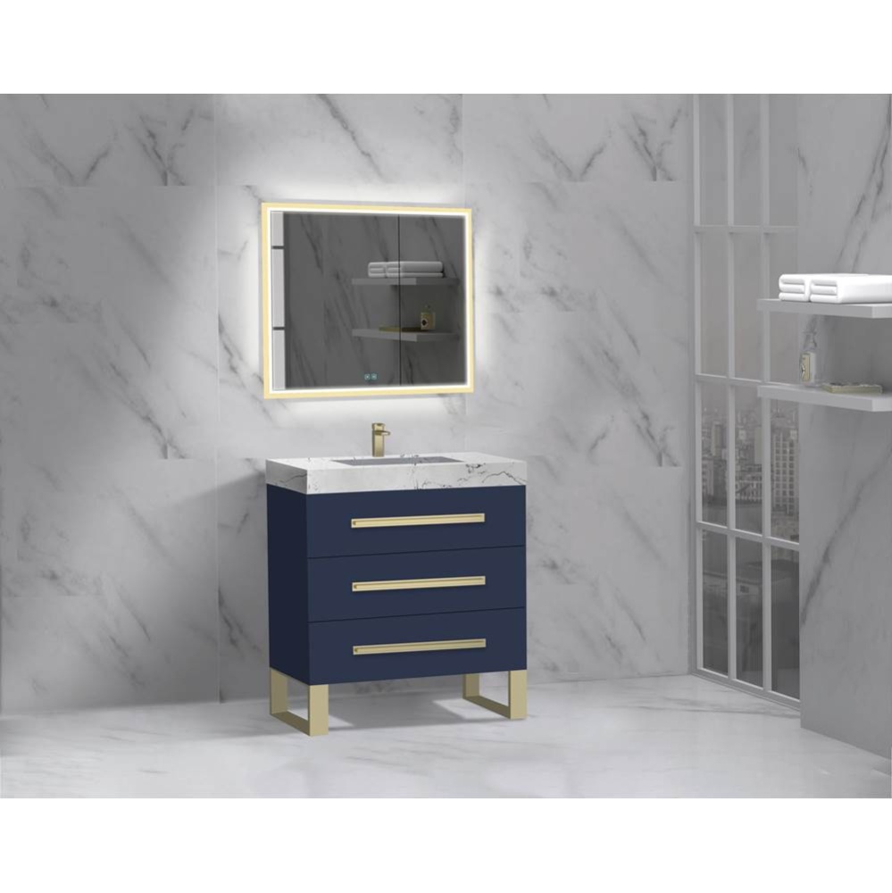 Icon 30'' Free standing Vanity Cabinet in Sapphire/HW: Polished Chrome(PC)