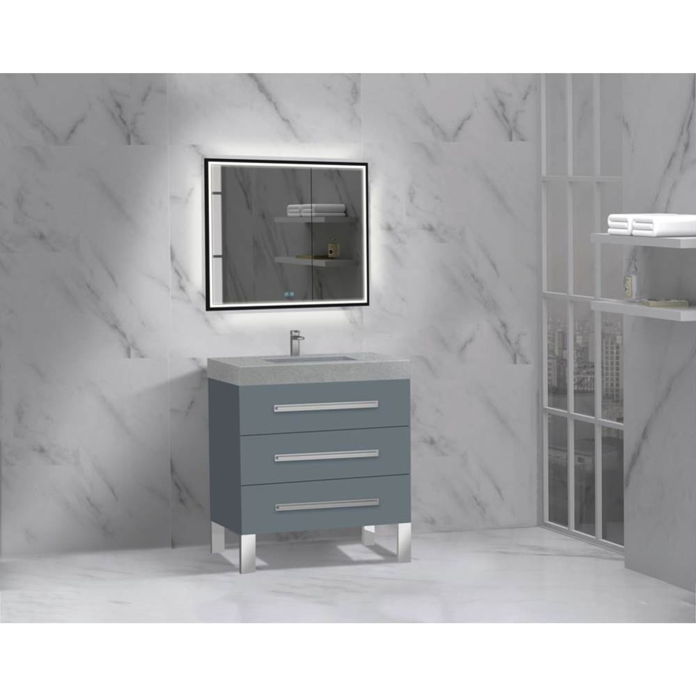 Icon 30'' Free standing Vanity Cabinet in Studio Grey/HW: Polished Chrome(PC)