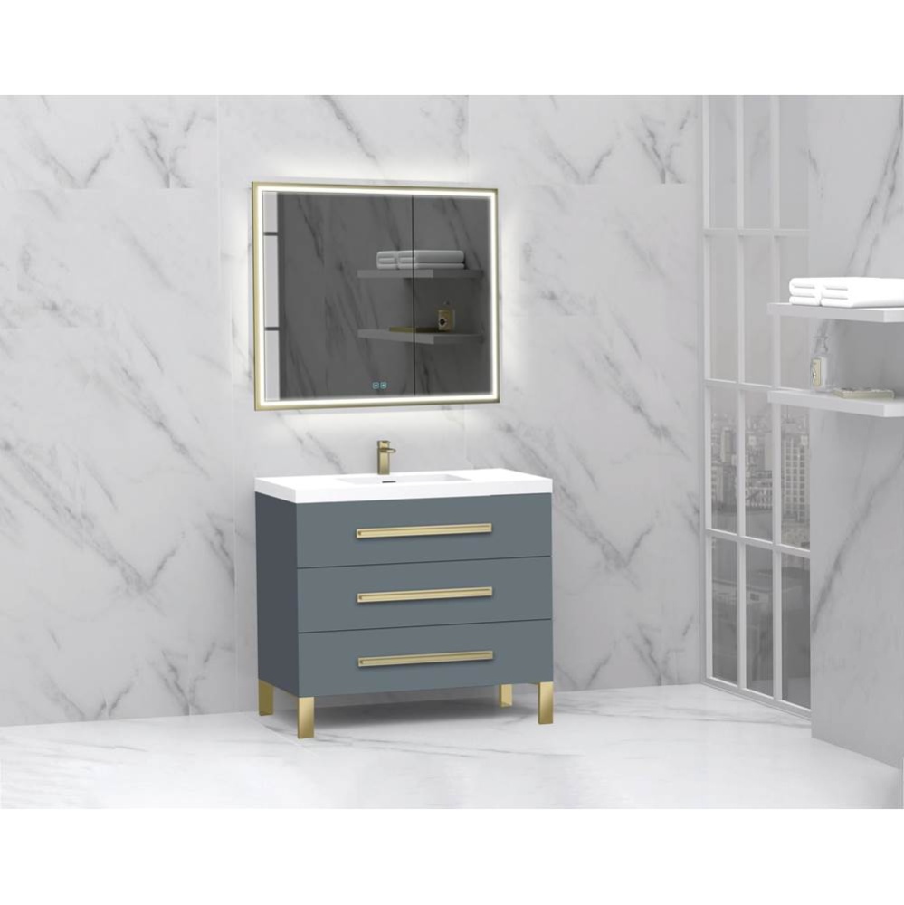 Icon 36'' Free standing Vanity Cabinet in Studio Grey/HW: Polished Chrome(PC)
