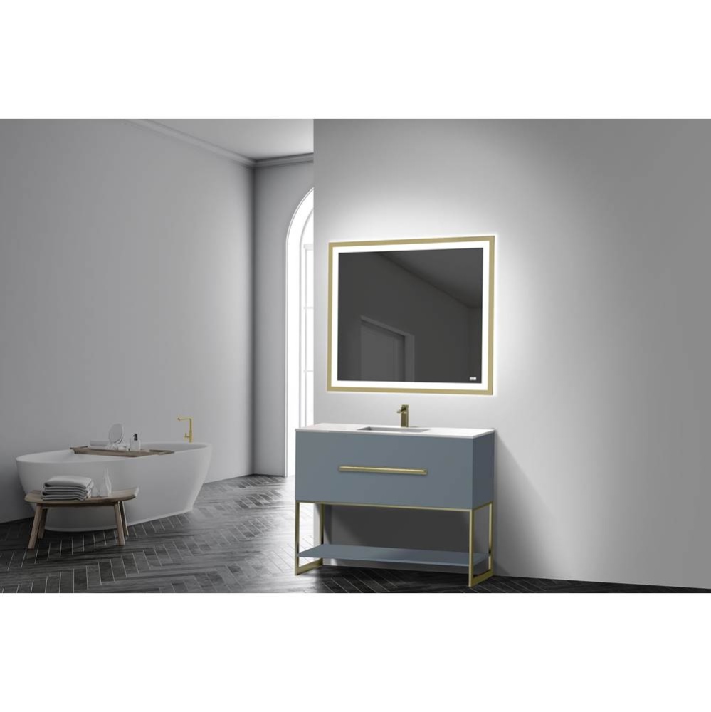 Loft 42'' Free Standing Vanity Cabinet Studio Grey/HW: Satin Brass(SB)
