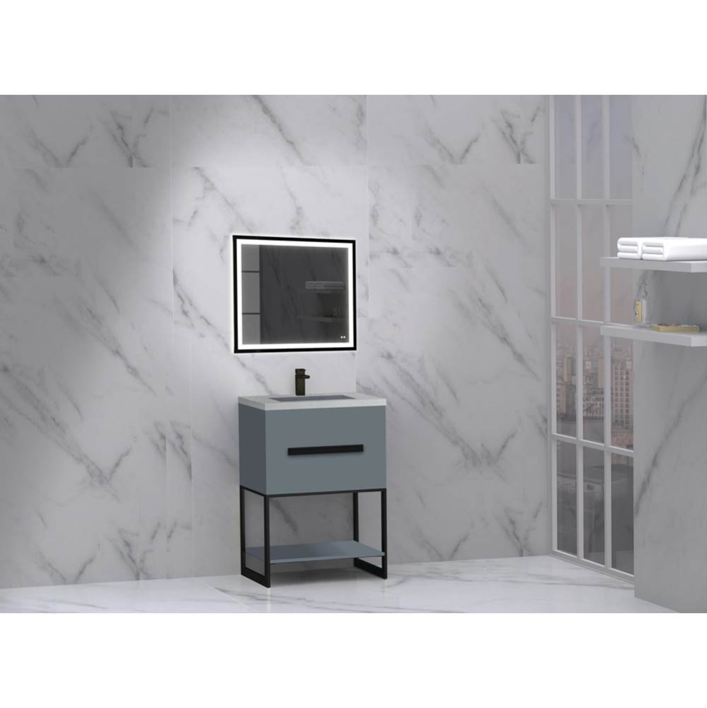 Loft 24'' Free Standing Vanity Cabinet Studio Grey/HW: Polished Chrome(PC)