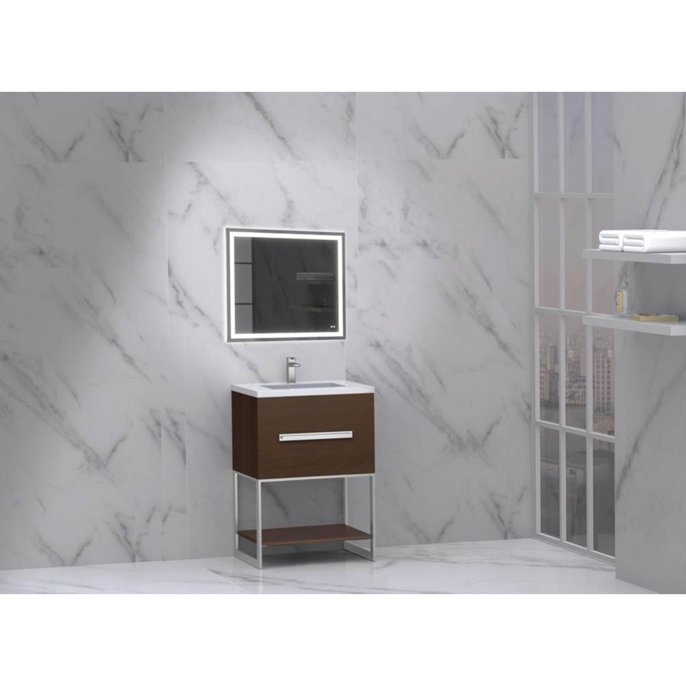 Loft 24'' Free Standing Vanity Cabinet Walnut/HW: Polished Chrome(PC)