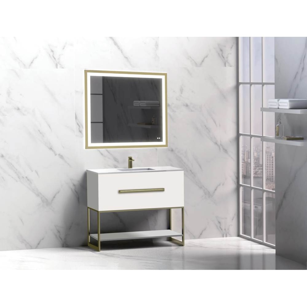 Loft 36'' Free Standing Vanity Cabinet White/HW: Polished Chrome(PC)